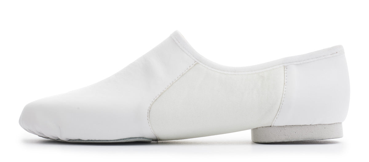 White PU Pull On Rubber Or Suede Split Sole Jazz Dance Practice Shoes