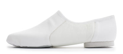 White PU Pull On Rubber Or Suede Split Sole Jazz Dance Practice Shoes