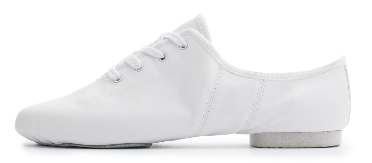 White PU Lace Up Rubber Or Suede Split Sole Jazz Dance Practice Shoes