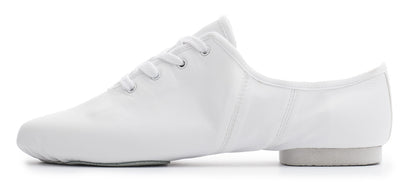 White PU Lace Up Rubber Or Suede Split Sole Jazz Dance Practice Shoes