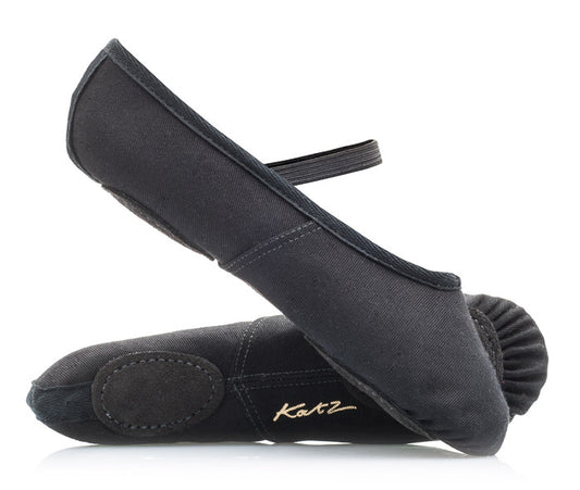 Black Canvas Split Sole Ballet Shoes