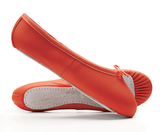 Red Leather Full Sole Ballet Shoes