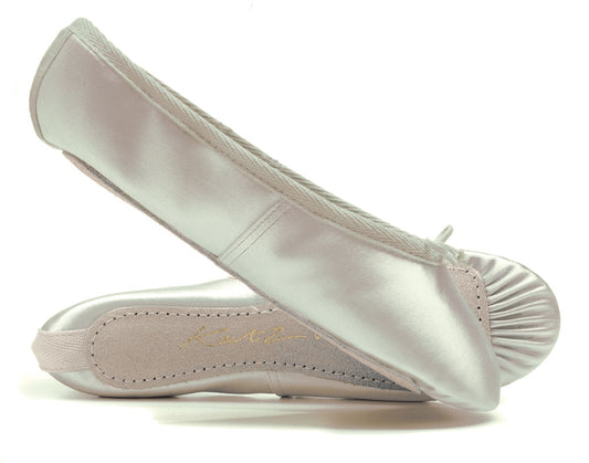 Ivory Satin Full Suede Sole Ballet Shoes