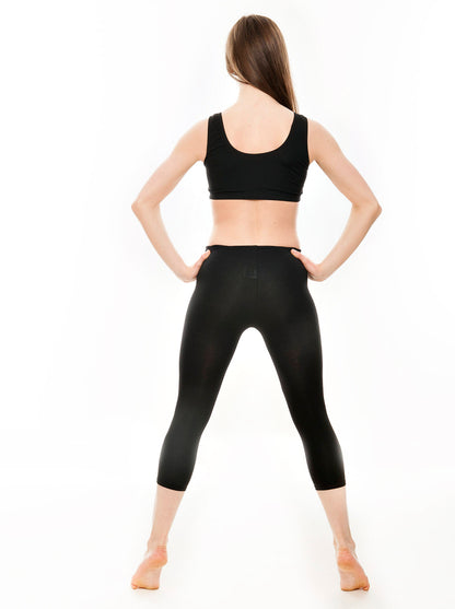KDTC03 All Sizes Black Cotton Dance Fitness Work Out Capris 3/4 Tights