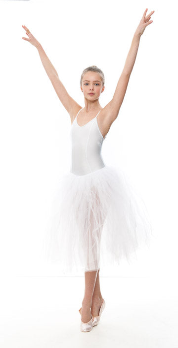 Women's White Romantic Ballet Dance 3 Layer Tutu - Stiff netting