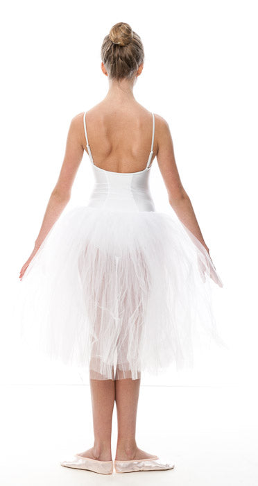 Women's White Romantic Ballet Dance 3 Layer Tutu - Stiff netting