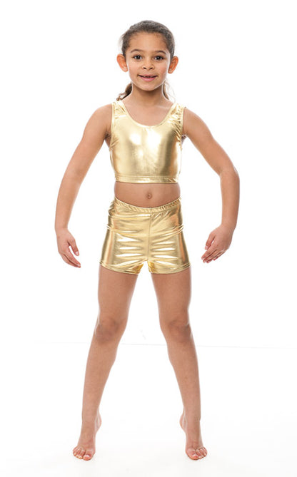 KHPM-5 Girls All Colours of Shiny METALLIC Dance Gymnastics Running Shorts Hot Pants