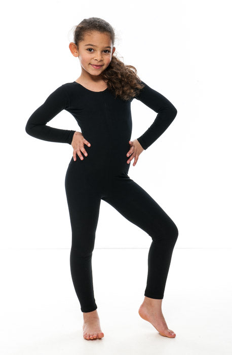 KDC057 Girls All Colours Cotton Long Sleeve Footless Catsuit Unitard