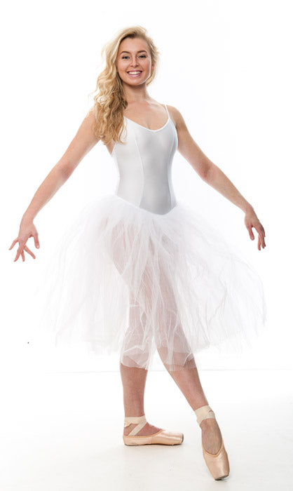 Women's White Romantic Ballet Dance 3 Layer Tutu - Stiff netting