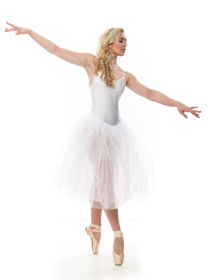 Women's White Romantic Ballet Dance 3 Layer Tutu - Stiff netting
