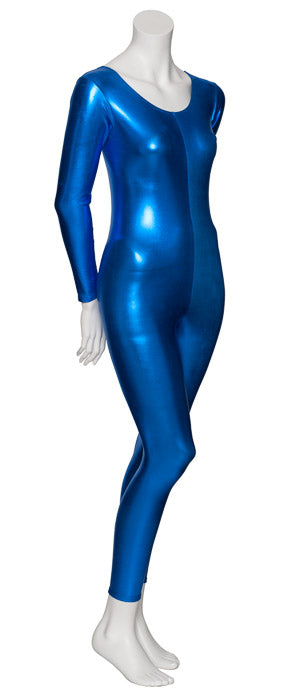 KDC017 Women's Silver Shiny METALLIC All Colours Long Sleeve Footless Catsuit Unitard