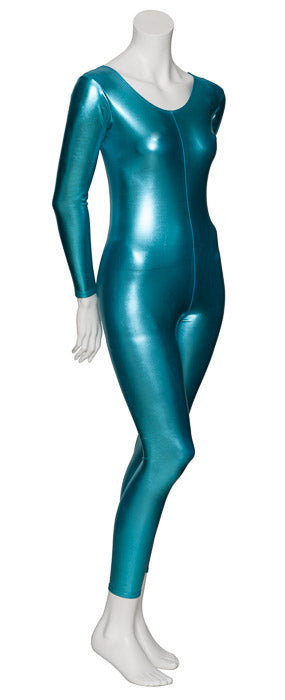 KDC017 Women's Silver Shiny METALLIC All Colours Long Sleeve Footless Catsuit Unitard