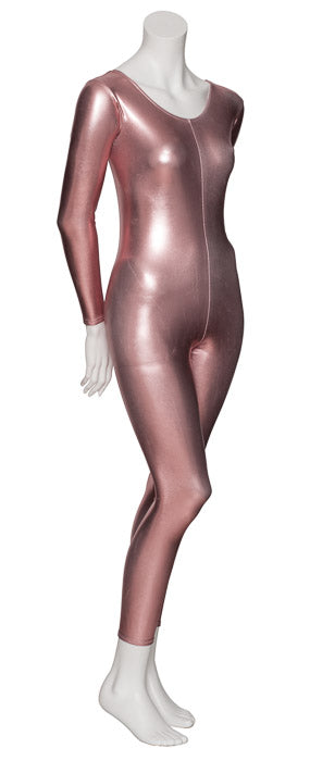 KDC017 Women's Silver Shiny METALLIC All Colours Long Sleeve Footless Catsuit Unitard
