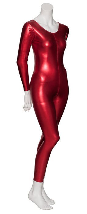 KDC017 Women's Silver Shiny METALLIC All Colours Long Sleeve Footless Catsuit Unitard