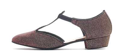 Red/Gold Glitter Greek Dance Sandals Teaching Shoes Low Heel