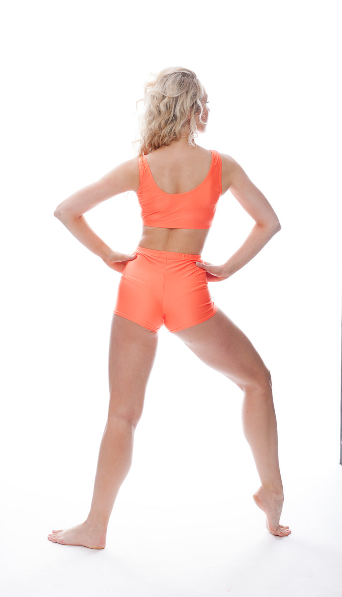 KCTN-6 Women's Shiny Nylon Lycra Tank Back Dance Fitness Gym Crop Top