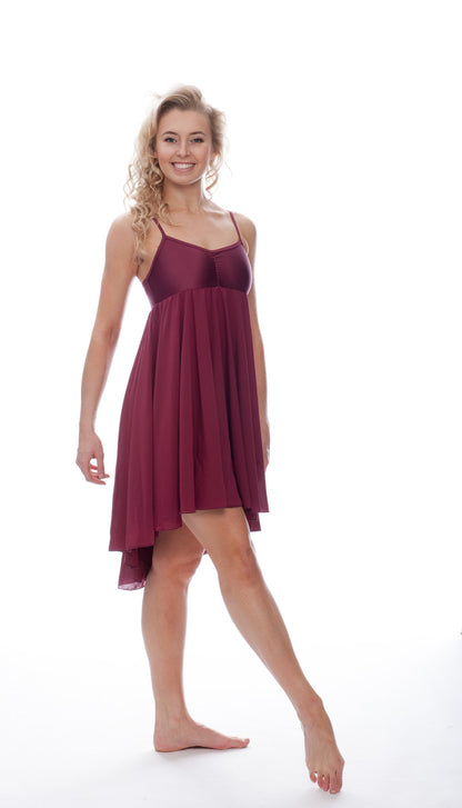Burgundy All Sizes Plain Lyrical Dress Contemporary Ballet Dance Costume