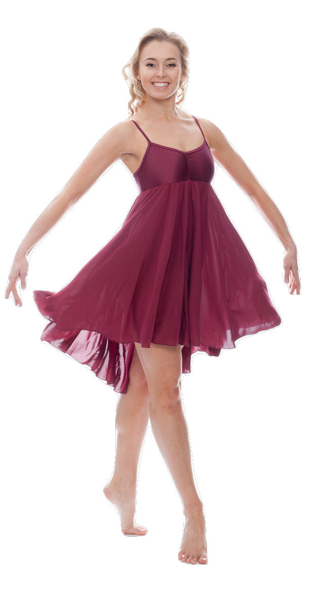 Burgundy All Sizes Plain Lyrical Dress Contemporary Ballet Dance Costume