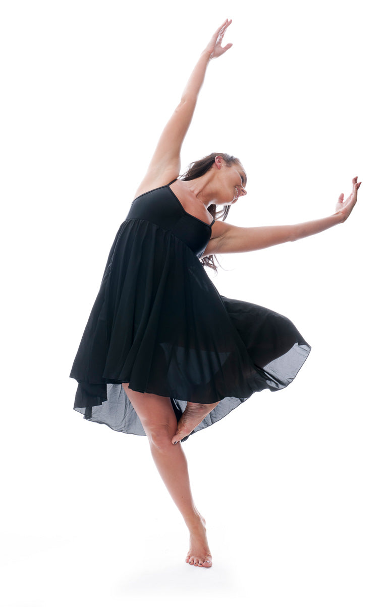 Black All Sizes Plain Lyrical Dress Contemporary Ballet Dance Costume