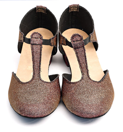 Red/Gold Glitter Greek Dance Sandals Teaching Shoes Low Heel