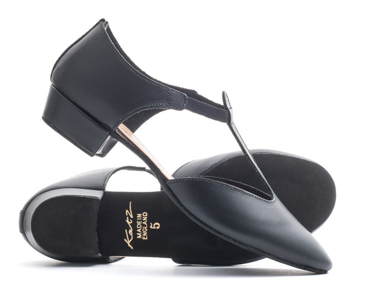 Black PU Greek Dance Sandals Teaching Shoes Low Heel