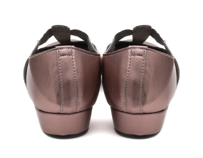 Dusky Pink Metallic PU Greek Dance Sandals Teaching Shoes Low Heel