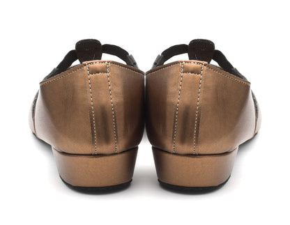 Bronze Metallic PU Greek Dance Sandals Teaching Shoes Low Heel
