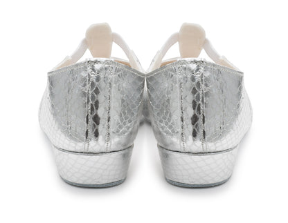 Silver Snake PU Greek Dance Sandals Teaching Shoes Low Heel