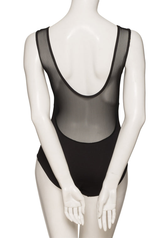 KDFM06 Women's Girls Black Matt Lycra Soft Tactel Mesh Ballet Dance Sleeveless Leotard