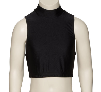 KCTN-7 Girls Shiny Nylon Lycra High Neck Dance Fitness Gym Crop Top