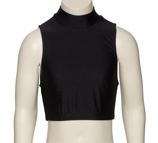 KCTN-7 Girls Shiny Nylon Lycra High Neck Dance Fitness Gym Crop Top