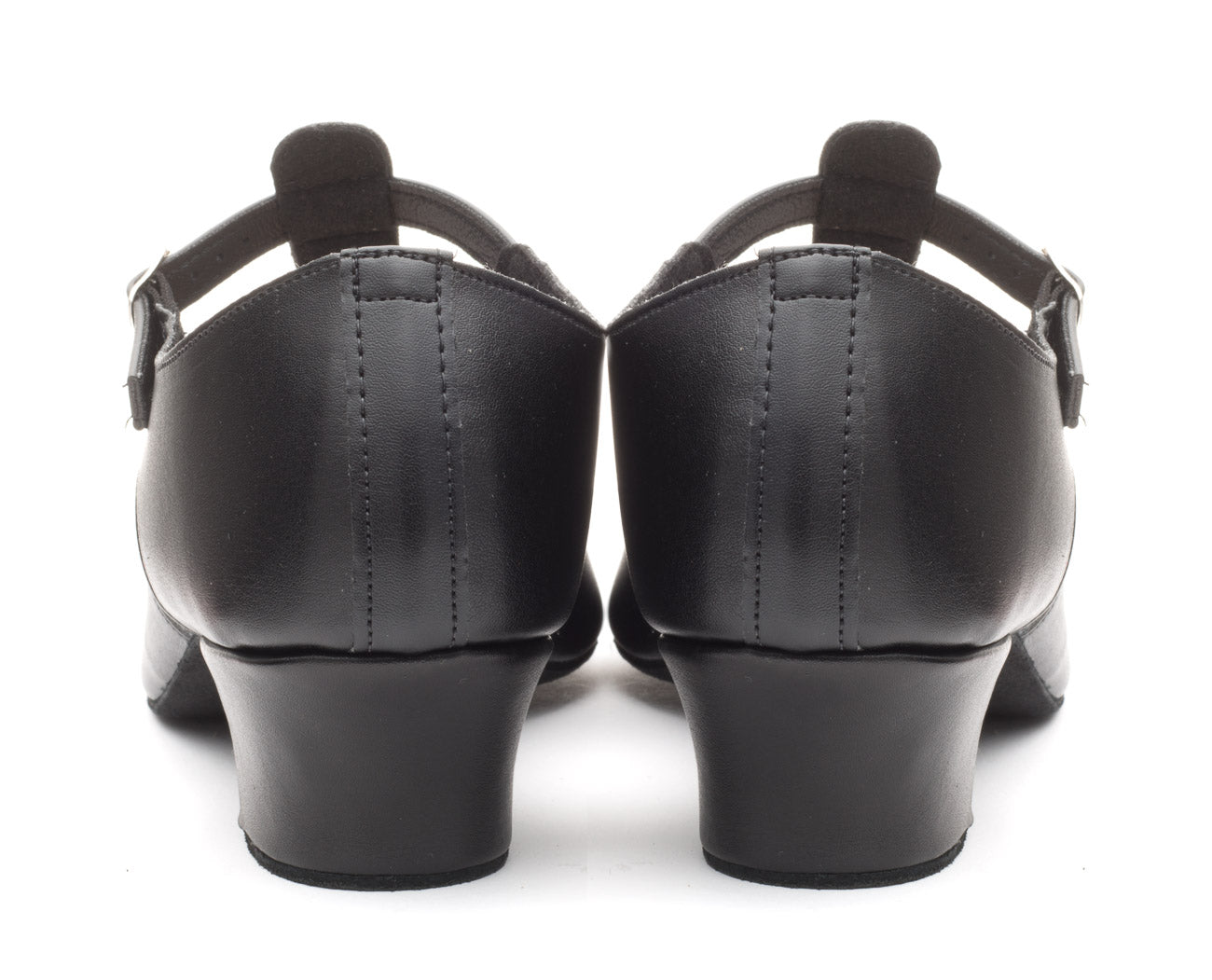 Black PU Greek Dance Sandals Teaching Shoes Cuban Heel