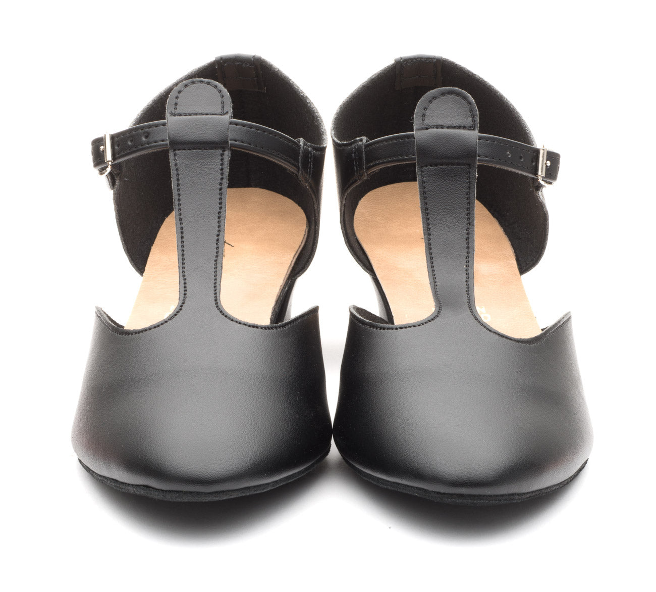 Black PU Greek Dance Sandals Teaching Shoes Cuban Heel