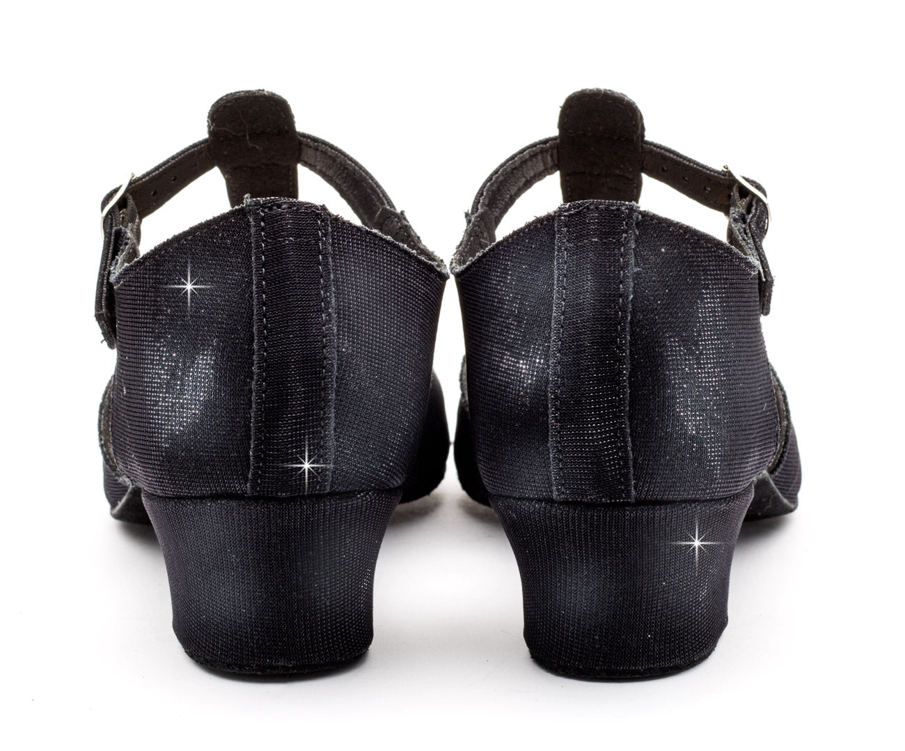 Black Glitter Greek Dance Sandals Teaching Shoes Cuban Heel