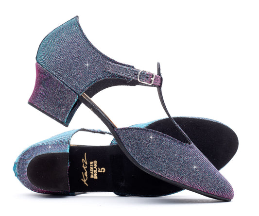 Multi Glitter Greek Dance Sandals Teaching Shoes Cuban Heel