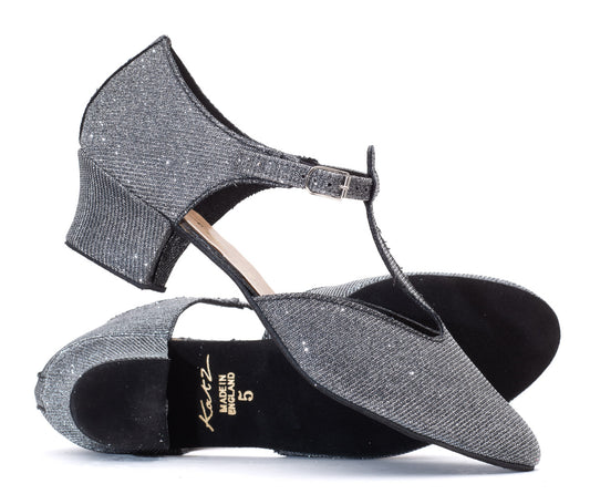 Graphite Glitter Greek Dance Sandals Teaching Shoes Cuban Heel