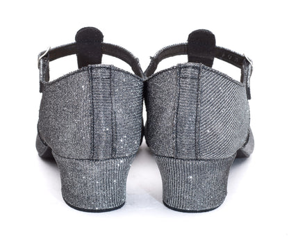 Graphite Glitter Greek Dance Sandals Teaching Shoes Cuban Heel