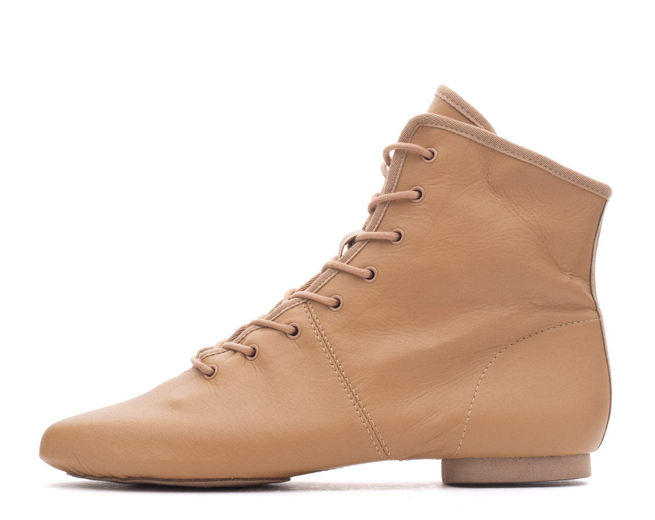 Tan PU Lace Up Rubber Or Suede Split Sole Jazz Boot Dance Practice Shoes