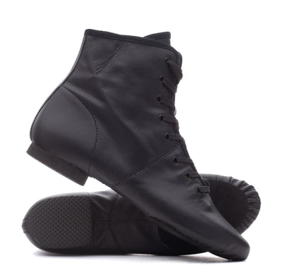 Black PU Lace Up Rubber Or Suede Split Sole Jazz Boot Dance Practice Shoes