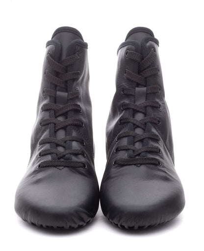 Black PU Lace Up Rubber Or Suede Split Sole Jazz Boot Dance Practice Shoes