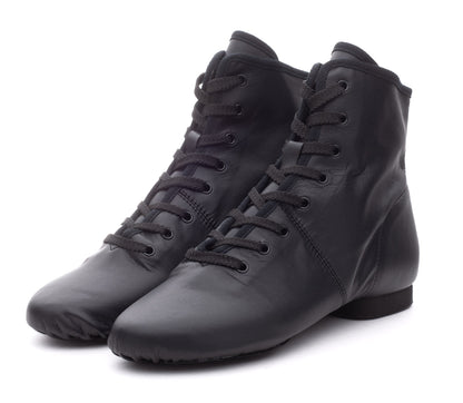 Black PU Lace Up Rubber Or Suede Split Sole Jazz Boot Dance Practice Shoes