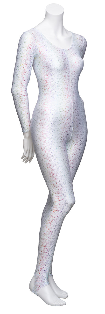 KDC012 All Colours STAR PRINT Women's Girls Lycra Long Sleeve Stirrup Dance Catsuit Unitard