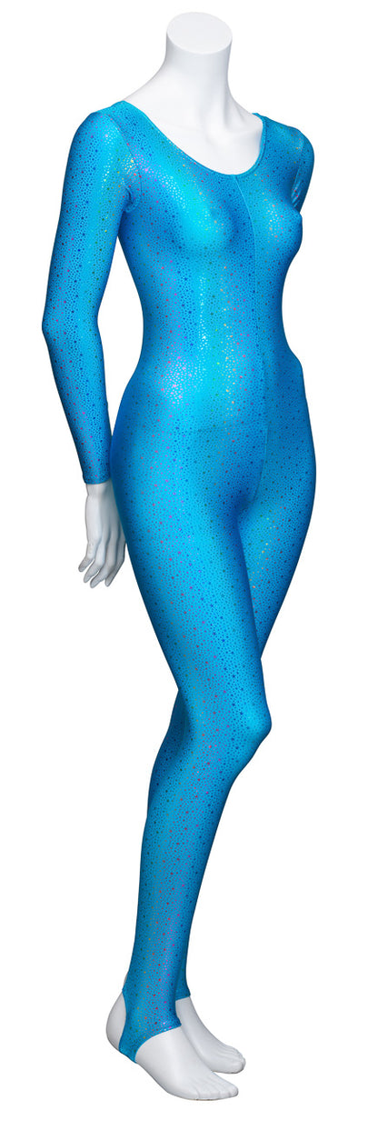KDC012 All Colours STAR PRINT Women's Girls Lycra Long Sleeve Stirrup Dance Catsuit Unitard