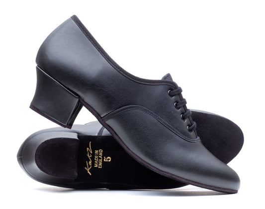 Black PU Cuban Heel Suede Sole Lace Up Practice Stage Ballroom Shoes