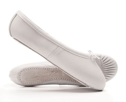 White Leather WIDE FIT Full Sole Ballet Shoes