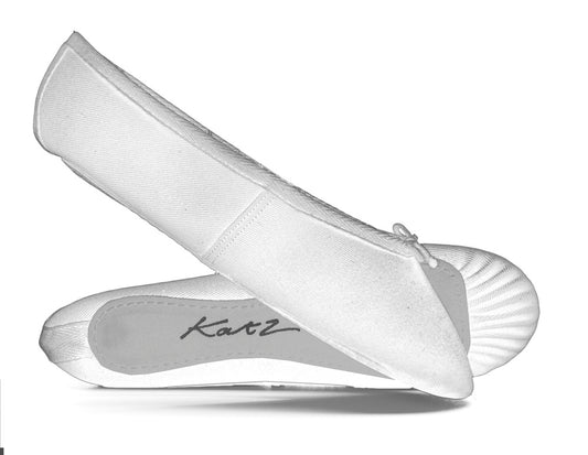 White Canvas Full Sole Ballet Shoes