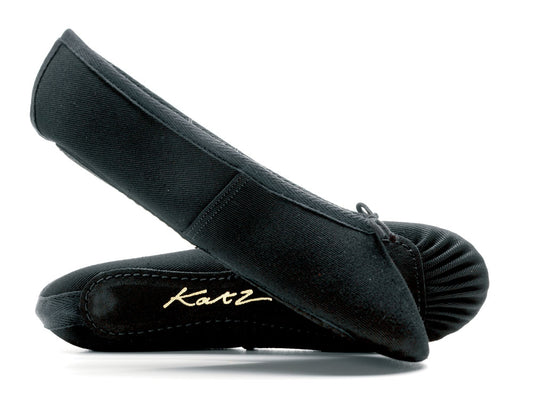 Black Canvas Full Sole Ballet Shoes
