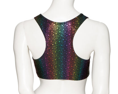 KCTS-5 All Colours and Sizes STAR PRINT Racer Back Dance Fitness Gym Crop Top