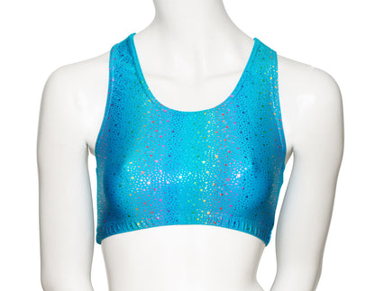 KCTS-5 All Colours and Sizes STAR PRINT Racer Back Dance Fitness Gym Crop Top