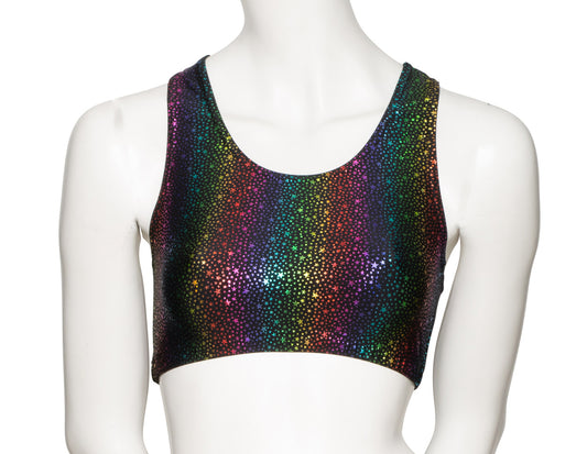 KCTS-5 All Colours and Sizes STAR PRINT Racer Back Dance Fitness Gym Crop Top